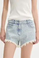 Džínové šortky IRO dámské, modrá barva, s aplikací, high waist, WP30DAPA