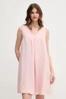 Lněné šaty United Colors of Benetton růžová barva, mini, 4AGHDV0AX
