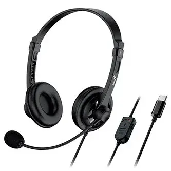 Genius HS-230U sluchátka s mikrofonem, drátová, černá, USB-C