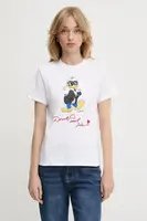 Bavlněné tričko Karl Lagerfeld KL X DISNEY dámské, bílá barva, A3W17090