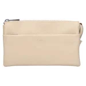 Menšia kožená dámska crosbody kabelka Katana Valli - krémová