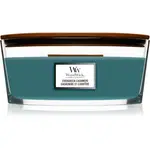 Woodwick Evergreen Cashmere vonná svíčka s dřevěným knotem (hearthwick) 453,6 g