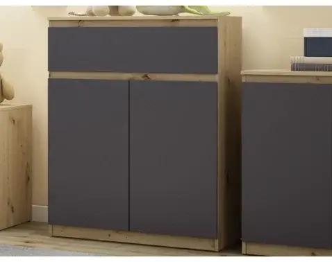 Skrinka so šuplíkom Carlos, dub artisan/grafit, 80 cm%