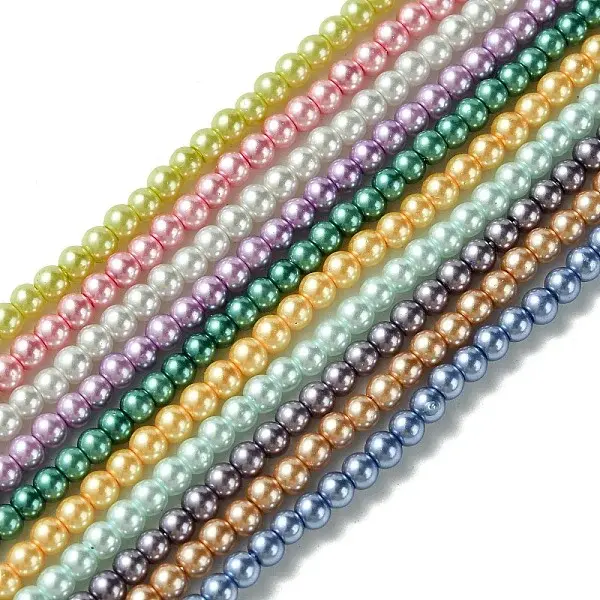 Eco-Friendly Dyed Glass Pearl Round Beads Strands