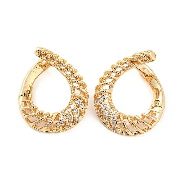 Rack Plating Brass with Cubic Zirconia Hoop Earrings for Women