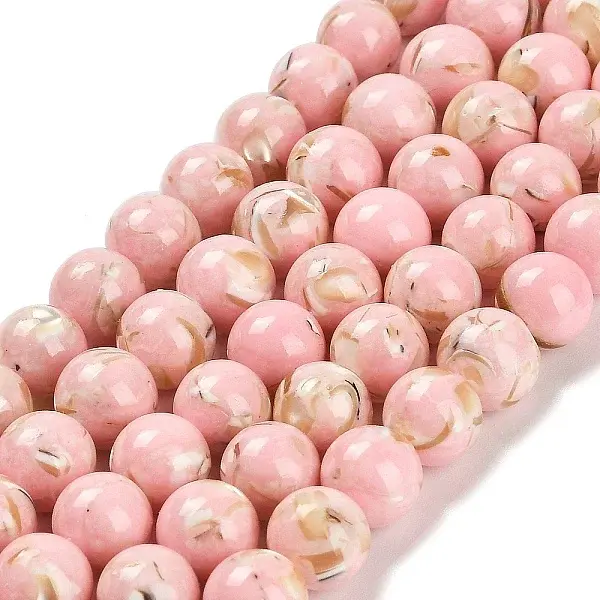 Assembled Synthetic Stone and Trochus Shell Beads Strands