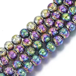 Electroplated Natural Lava Rock Beads Strands