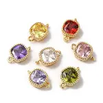 Brass Pave Glass Connector Charms