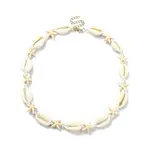 Natural Shell & Synthetic Turquoise Starfish Beaded Necklace with 304 Stainless Steel Clasps