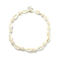 Natural Shell & Synthetic Turquoise Starfish Beaded Necklace with 304 Stainless Steel Clasps