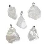Electroplated Raw Natural Quartz Crystal Pendants