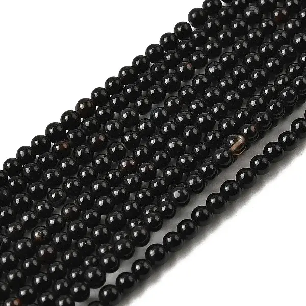 Natural Black Onyx Round Bead Strands