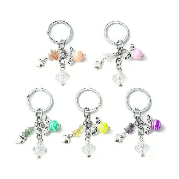 Acrylic & Natural Gemstone Keychain