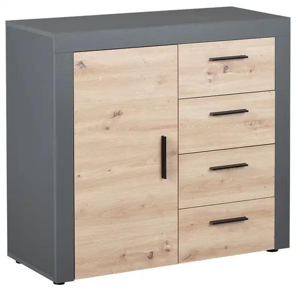 Kombinovaná komoda dereck - šedá/dub artisan
