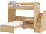 Patrová postel s psacím stolem a schůdky cody modular - dub