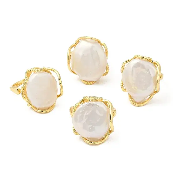 Natural Pearl Open Cuff Ring