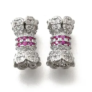 Brass Micro Pave Cubic Zirconia Beads