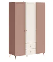 Třídveřová šatní skříň beauty - béžová, růžová
