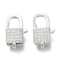 Brass Micro Pave Cubic Zirconia Lobster Claw Clasps