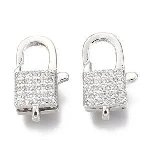 Brass Micro Pave Cubic Zirconia Lobster Claw Clasps