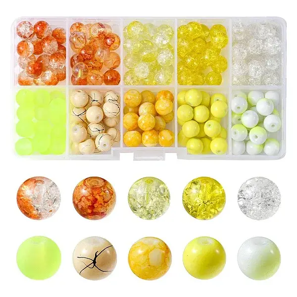 200Pcs 10 Style Mixed Style Glass Beads Strands