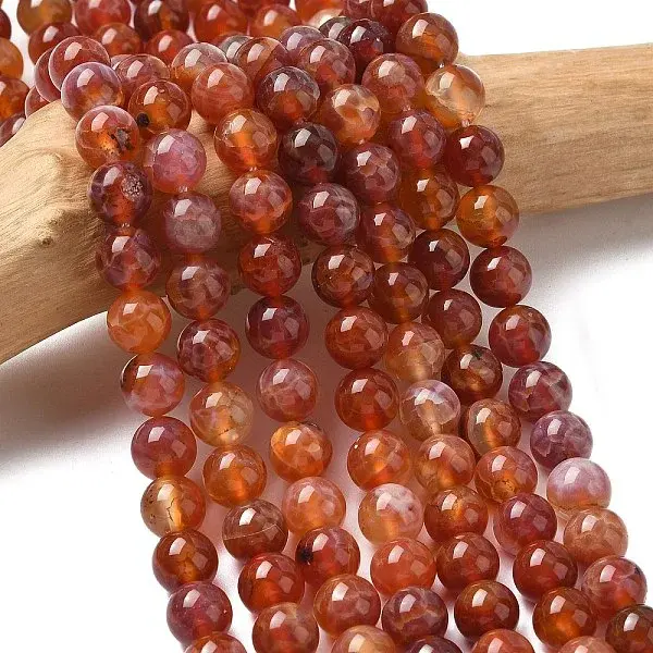 Natural Fire Crackle Agate Beads Strands