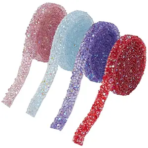 4yards 4 colors AB Color Resin Hotfix Rhinestone Trimming