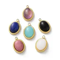 Natural Mixed Stone Oval Charms