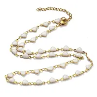 Ion Plating(IP) Golden 304 Stainless Steel Heart Link Chain Necklaces