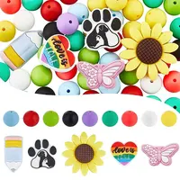 77Pcs 14 Style Food Grade Eco-Friendly Silicone Focal Beads
