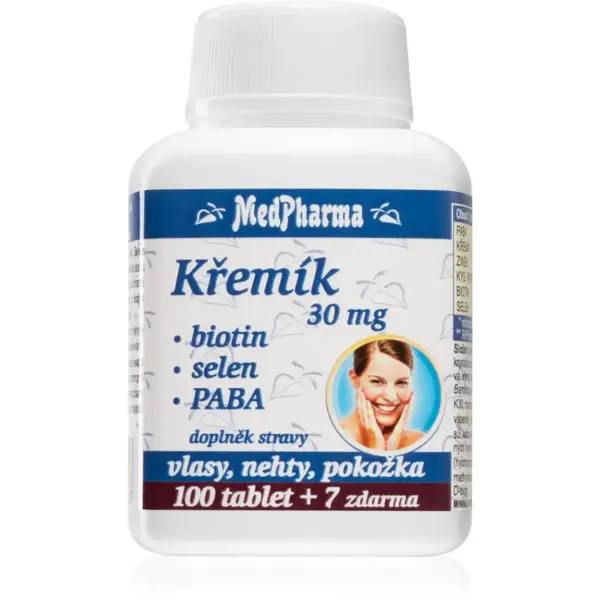MedPharma Křemík 30 mg + Biotin + PABA tablety pre vlasy, nechty a pokožku 107 tbl