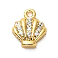 925 Sterling Silver Micro Pave Clear Cubic Zirconia Shell Shaped Charms