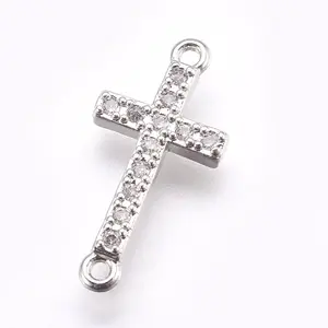 Brass Micro Pave Cubic Zirconia Links