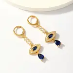 Elegant Brass Pave Cubic Zirconia Eye Leverback Earrings