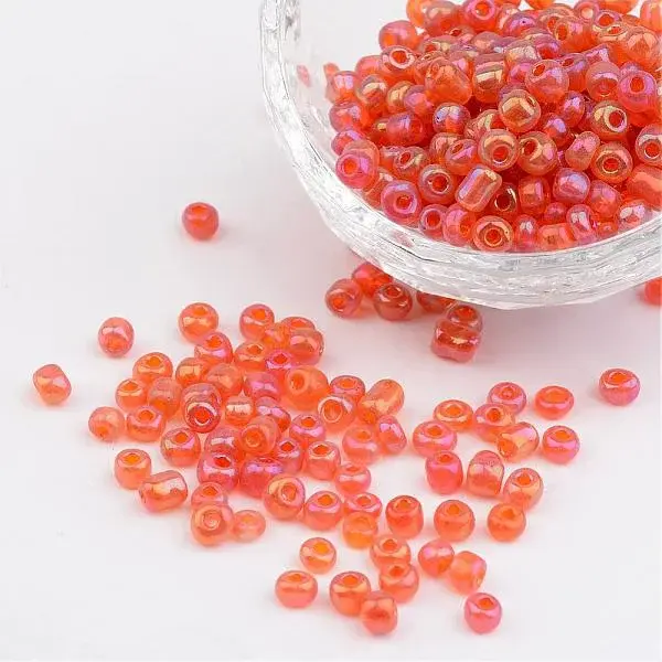 Transparent Rainbow Colours Round Glass Seed Beads