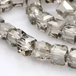 Half Plated Clear Glass Faceted Cube Beads Strands