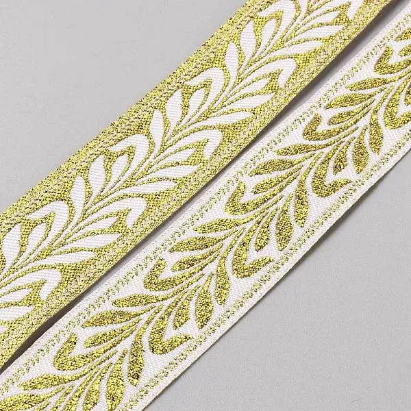 10Yards Ethnic Style Polyester Leaf Jacquard Ribbons