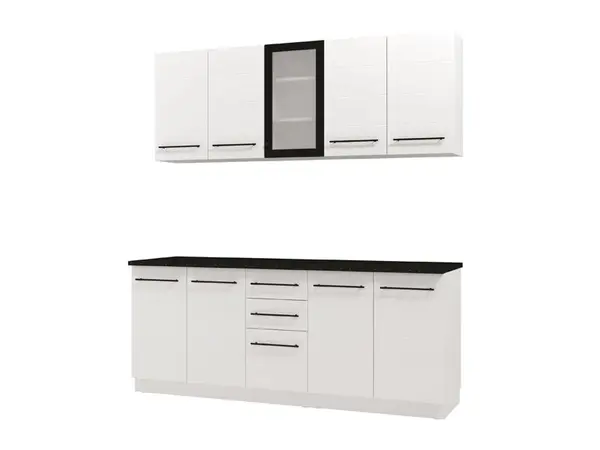 Kuchynská linka danny-biela,čierna - pracovná doska 200cm/28mm