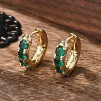 Green Cubic Zirconia Hoop Earrings
