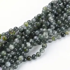 Natural Moss Agate Beads Strands