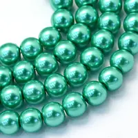 Baking Painted Pearlized Glass Pearl Round Bead Strands