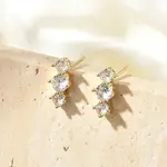 Brass Micro Pave Clear Cubic Zirconia Stud Earrings