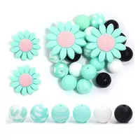 23Pcs Sunflower & Round Silicone Focal Beads