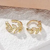 Brass Micro Pave Clear Cubic Zirconia Cuff Earrings