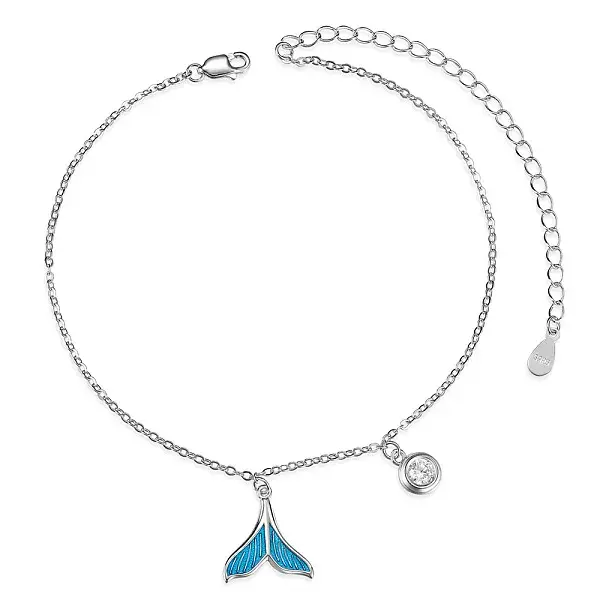 Rhodium Plated 925 Sterling Silver Charm Anklets