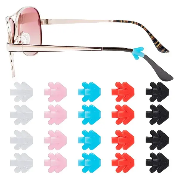 20 Pairs 5 Colors Arrow Silicone Eyeglasses Ear Grips Sleeve Holder