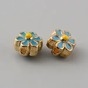 Light Gold Tone Alloy Enamel Beads