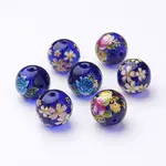Flower Picture Transparent Glass Round Beads
