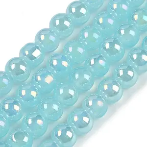 Baking Paint Electroplate Glass Beads Strands