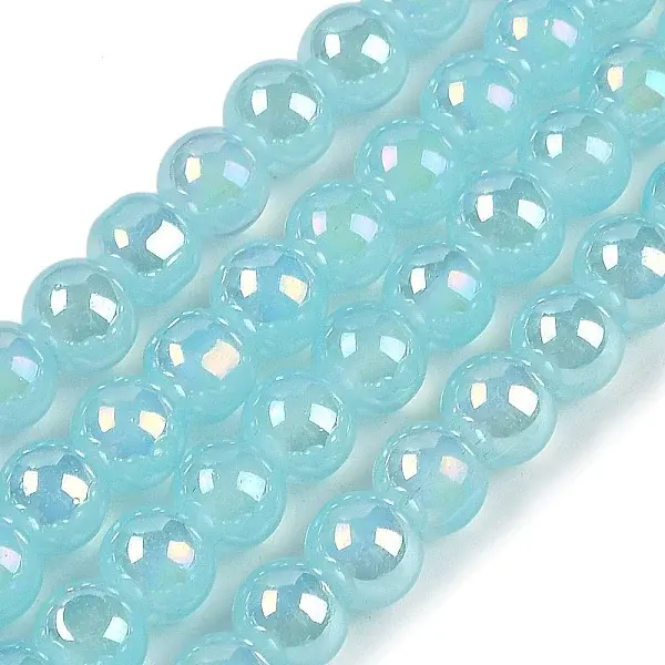 Baking Painted Electroplate Glass Beads Strands